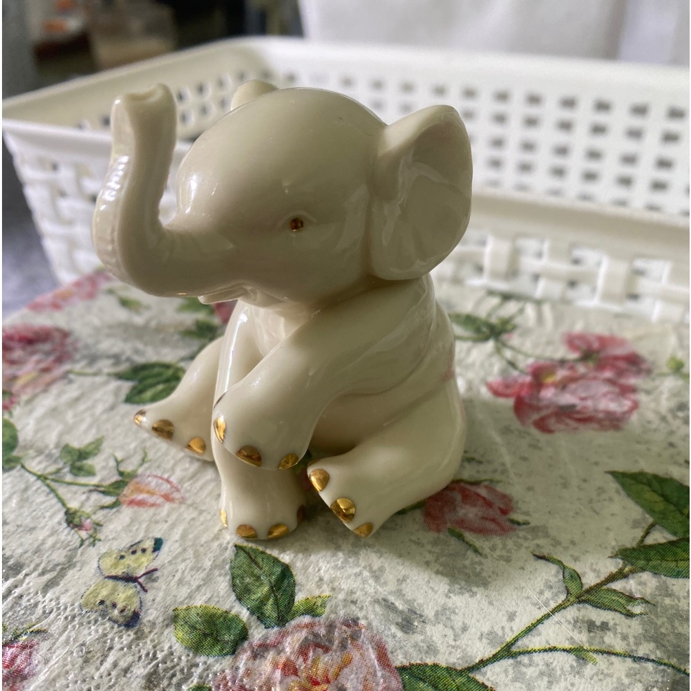 Lenox porcelain white elephant with gold accents